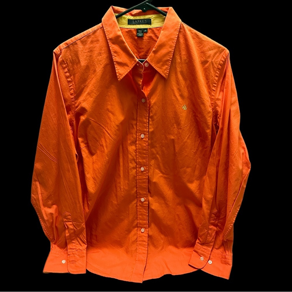 Ralph Lauren Women’s Orange Casual Button Down Shirt size 1X